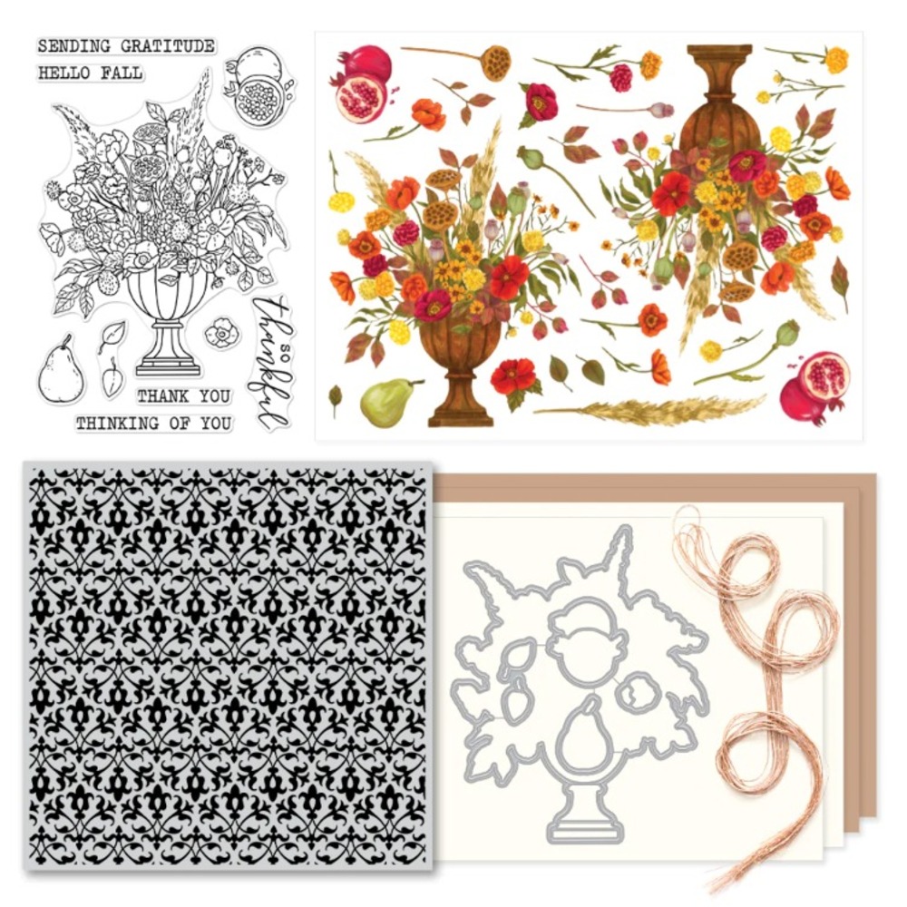 Hero Arts My Monthly Hero September 2022 Autumn Floral Stamp Die Rub-on Kit